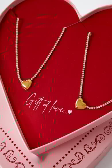 Geschenk der Liebe Edelstahl-Herzen-Halskette - Goldfarben h5 Bild2